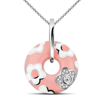 Marshmallow Cloud Enamel Zirconia Sterling Silver Adorable Necklace